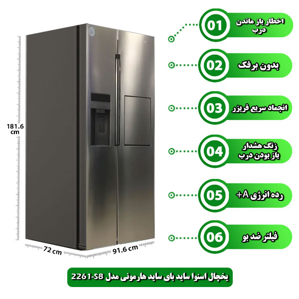 یخچال-اسنوا-ساید-بای-ساید-هارمونی-مدل-S8-2261