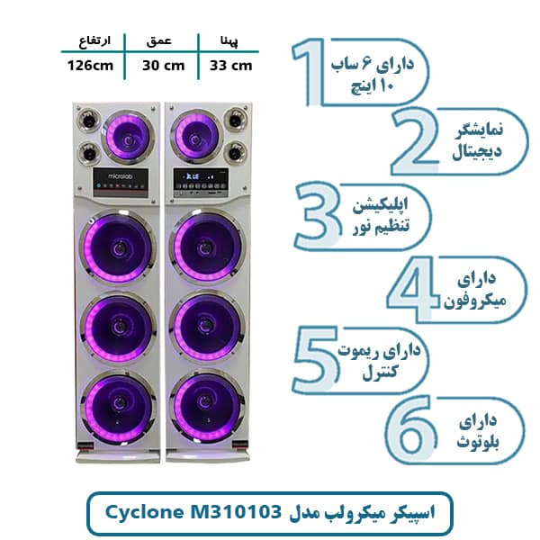 اسپیکر و باند میکرولب مدل M310103 Cyclone سایکلون سفید