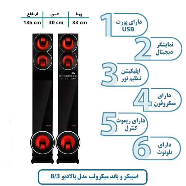 اسپیکر و باند میکرولب مدل پالادیو 8/3
